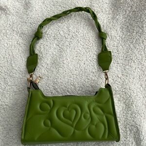 Green Quilted Heart Shoulder Bag